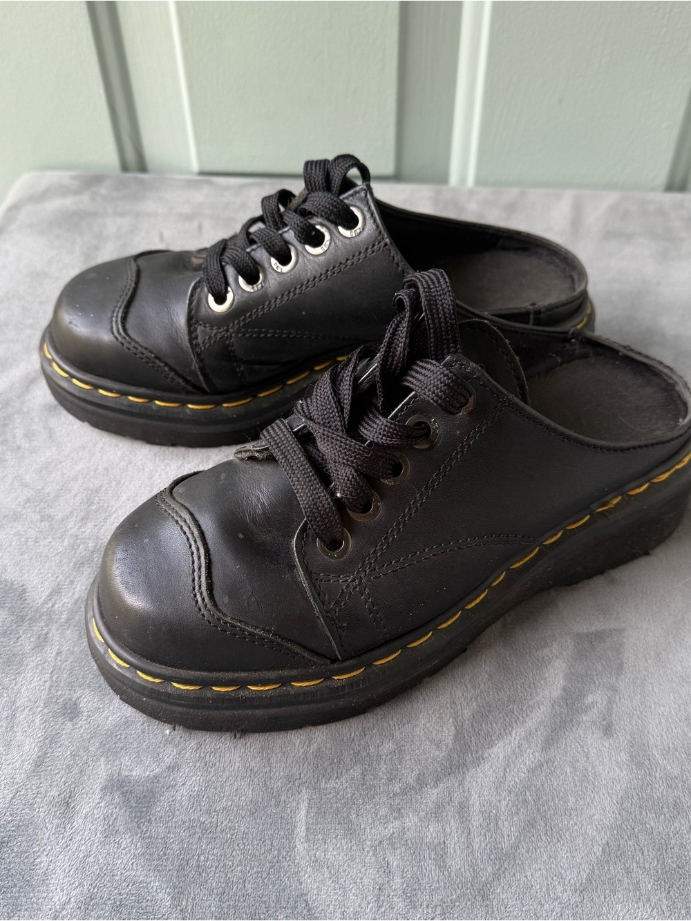 Black Dr Martens 9936 chunky oxford mules shoes england UK 5 US Womens 7 black